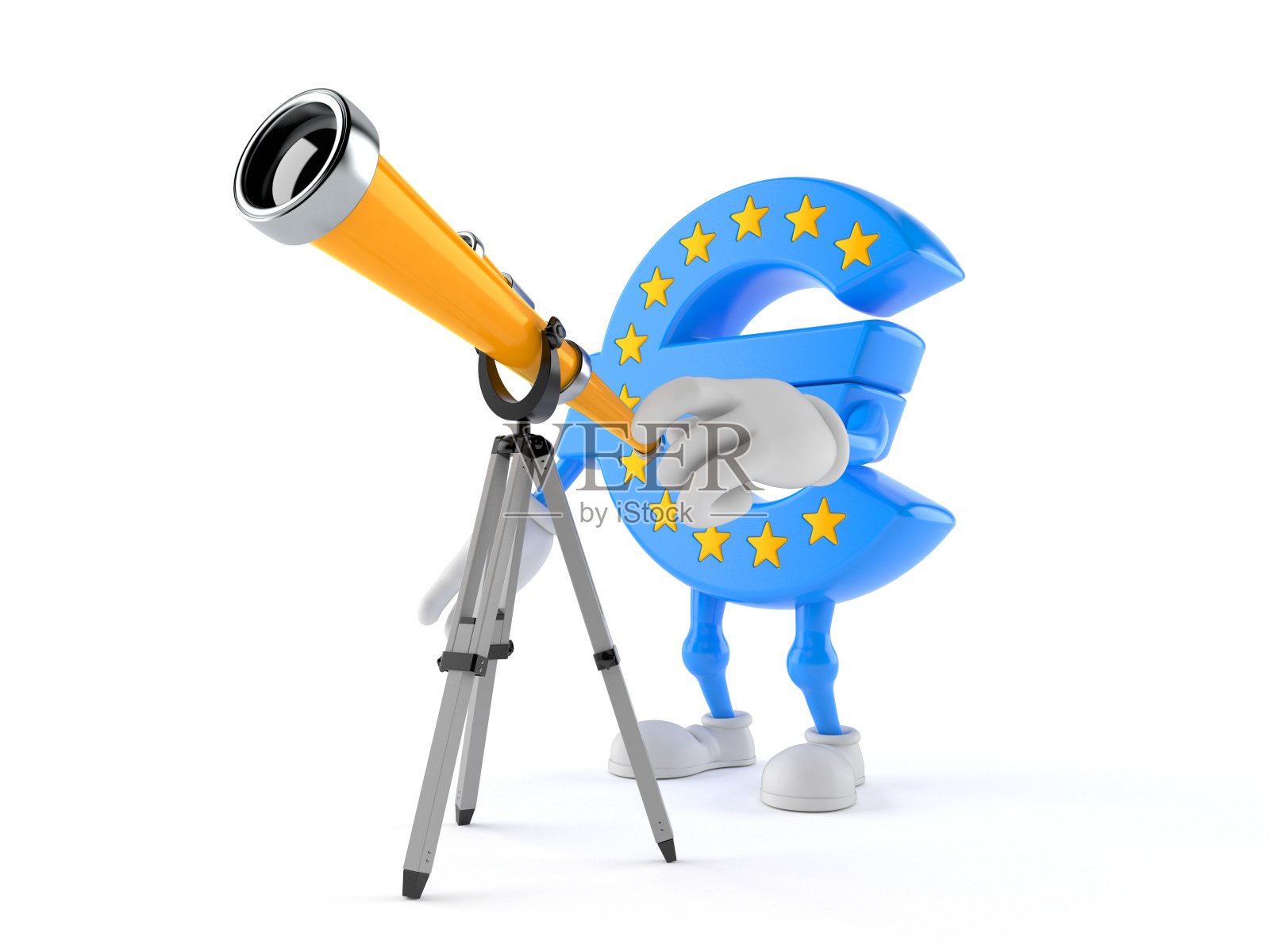 从望远镜里看欧元的货币特征照片摄影图片