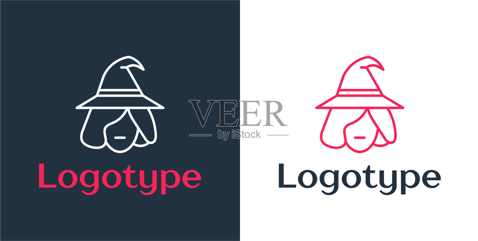 标志类型线女巫图标孤立在白色插画图片素材