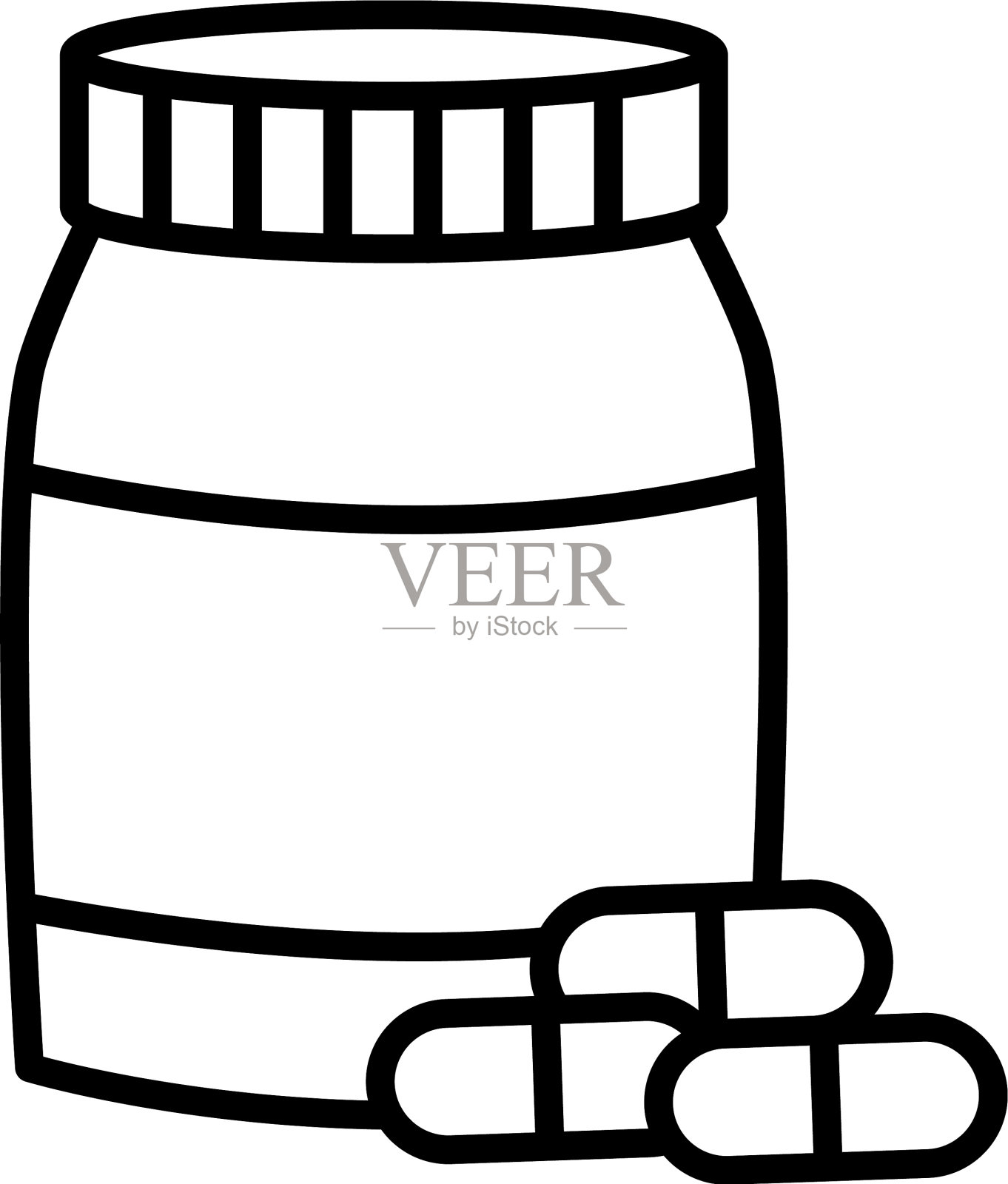 药丸瓶图标线条风格设计元素图片