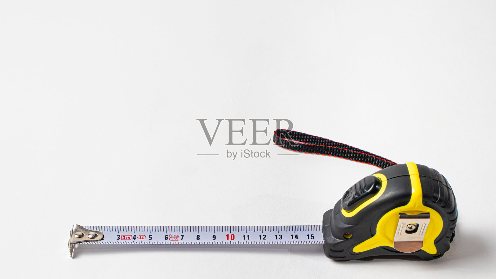 测量轮盘黄黑在白色背景横幅与文字空间。照片摄影图片