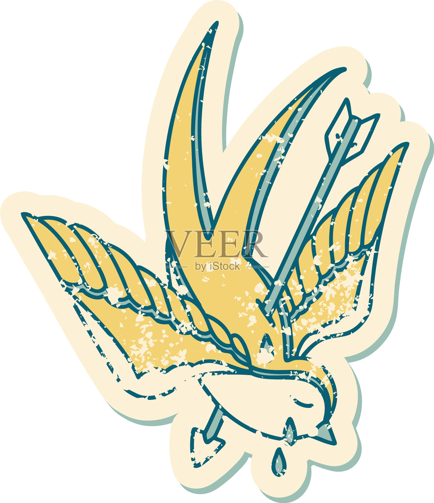 心疼贴纸纹身风格图标一只燕子设计元素图片