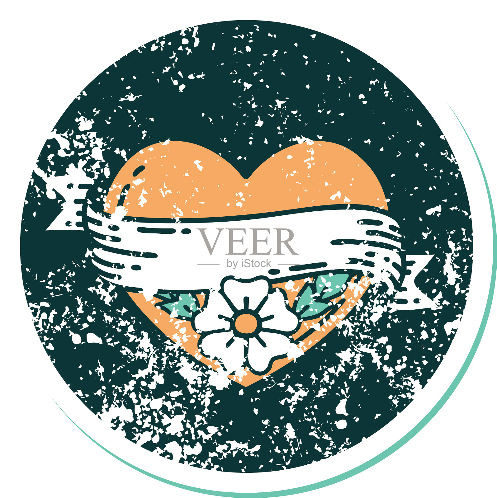 心疼贴纸纹身风格图标一颗心设计元素图片