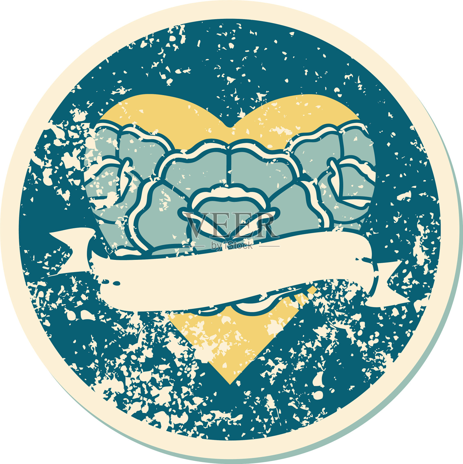 心疼贴纸纹身风格图标一颗心设计元素图片