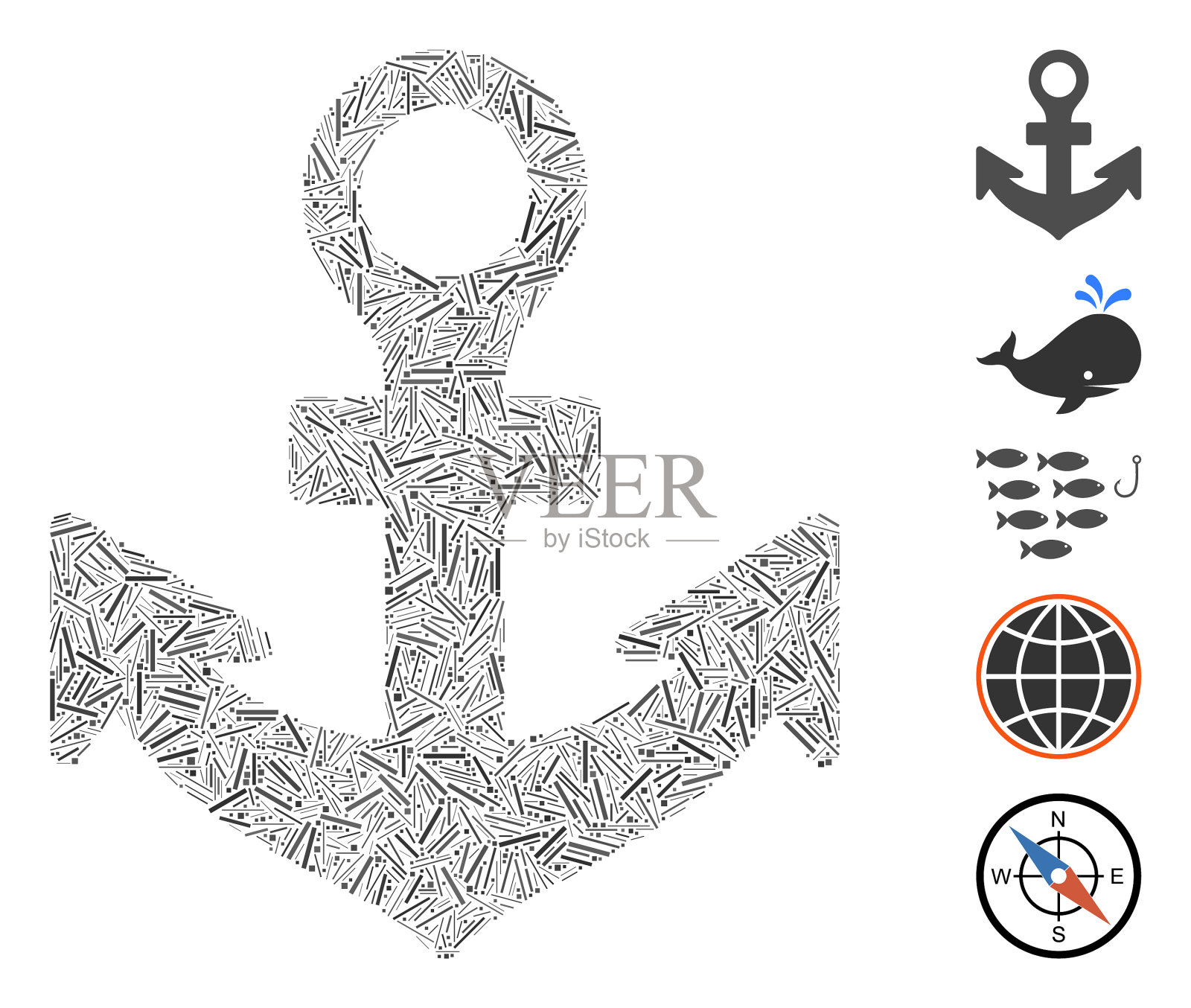 线锚图标拼贴插画图片素材