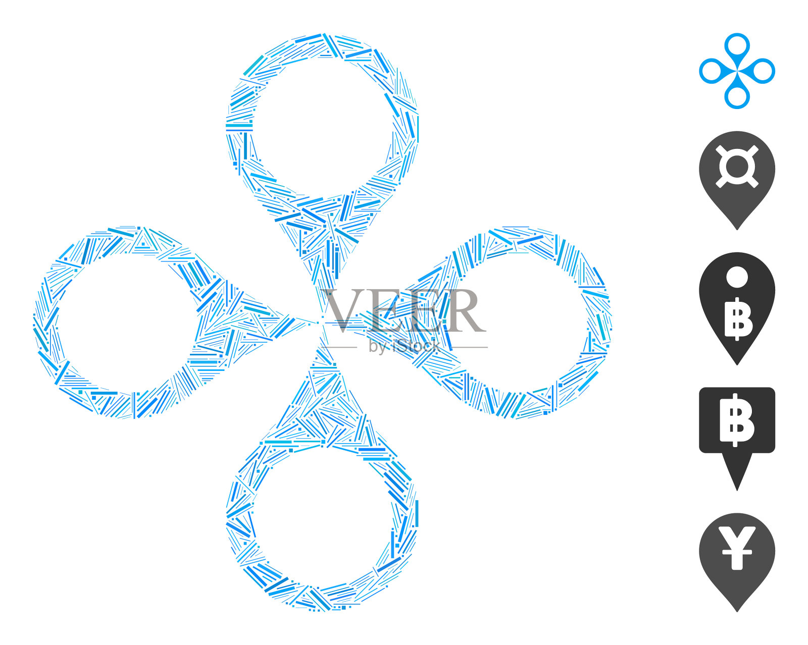 舱口地图标记图标拼贴插画图片素材