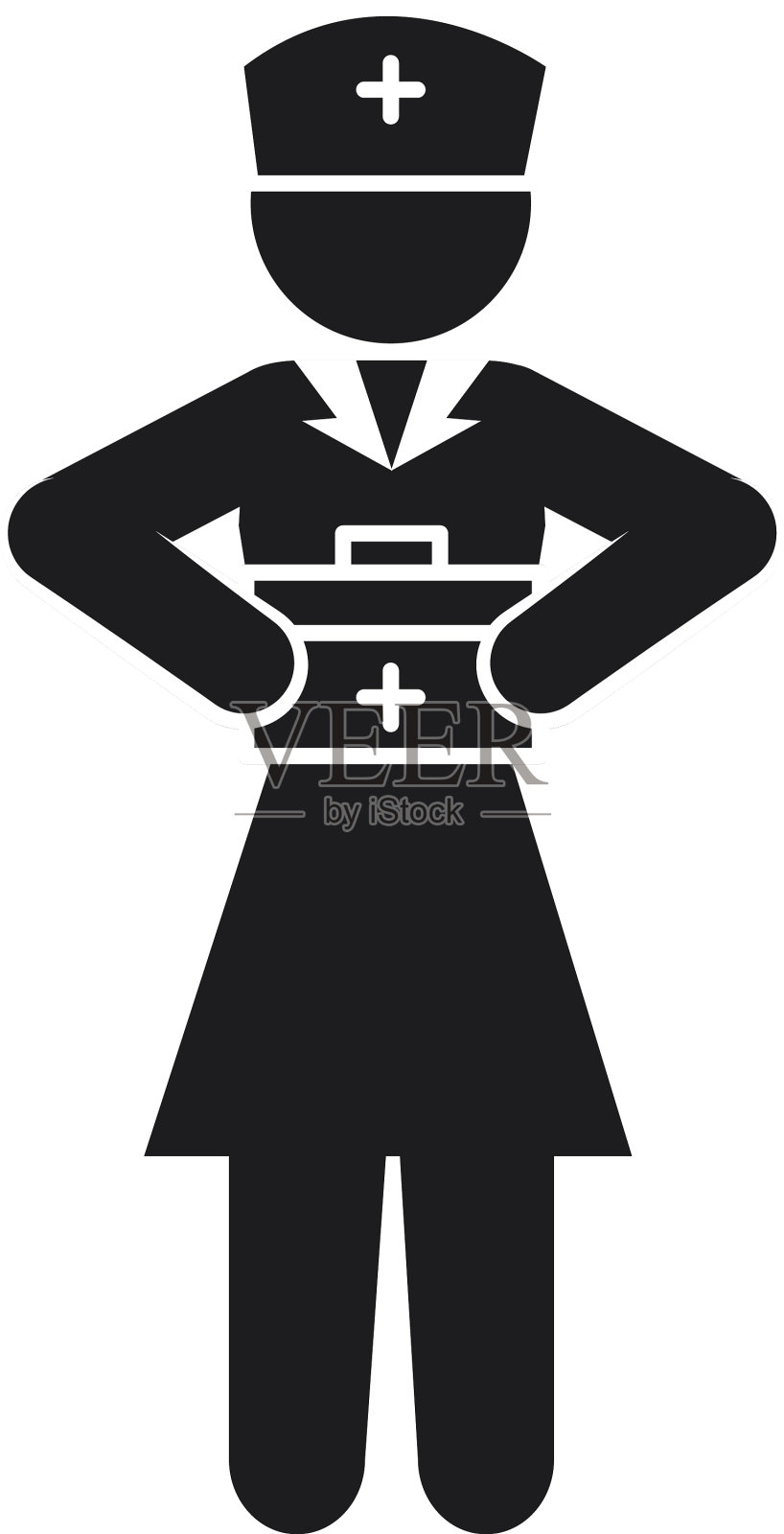 Covid - 19预防概念象形护士设计元素图片