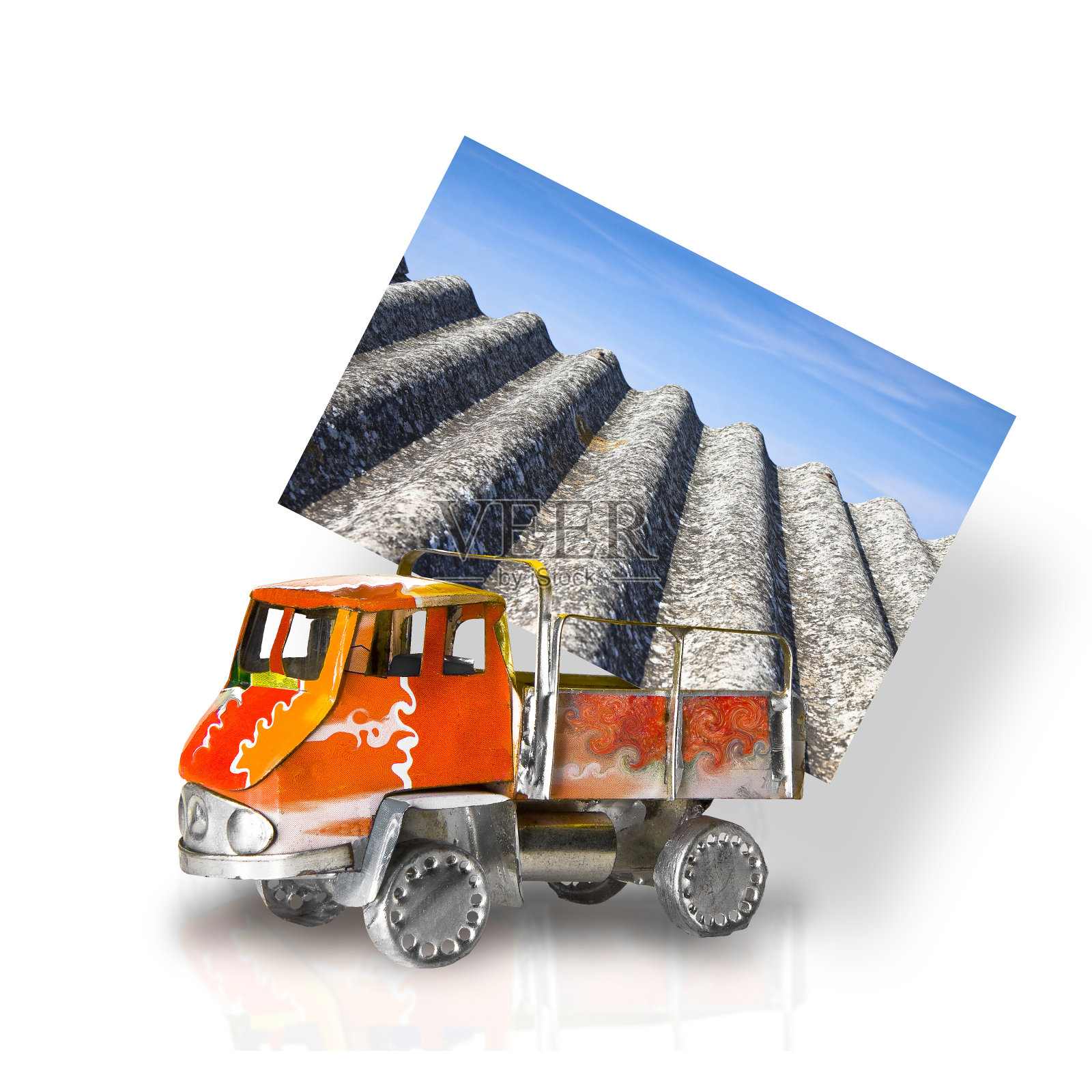 卡车装载石棉板-去除石棉概念图像照片摄影图片