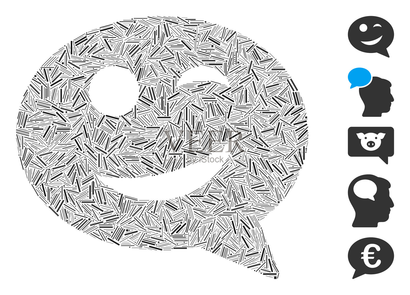 舱口笑话笑脸信息图标马赛克插画图片素材