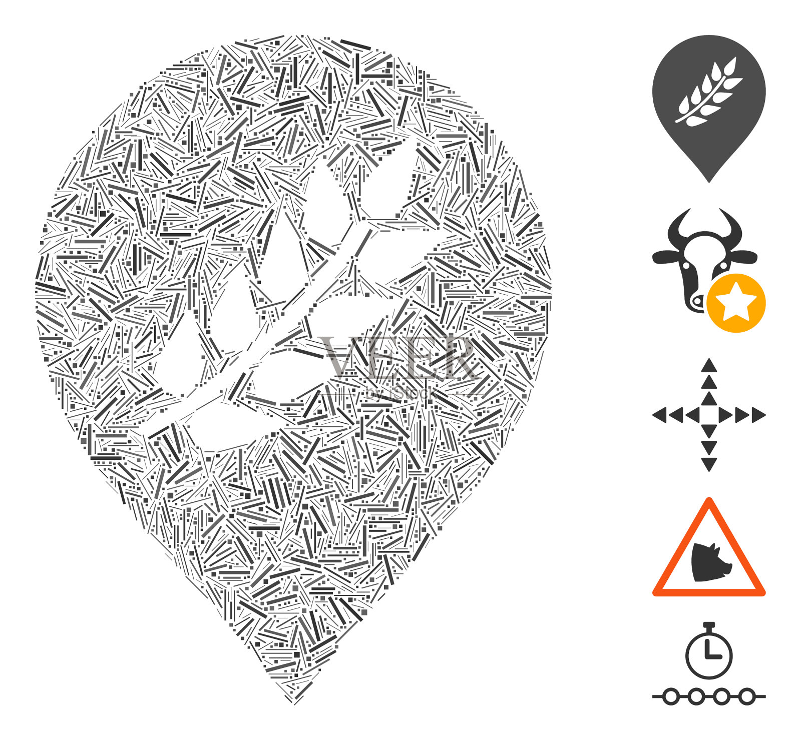 线性种植园标记图标拼贴插画图片素材