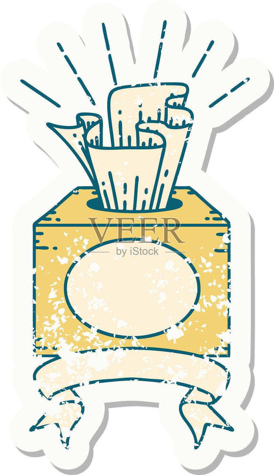 贴纸纹身风格的纸巾盒设计元素图片