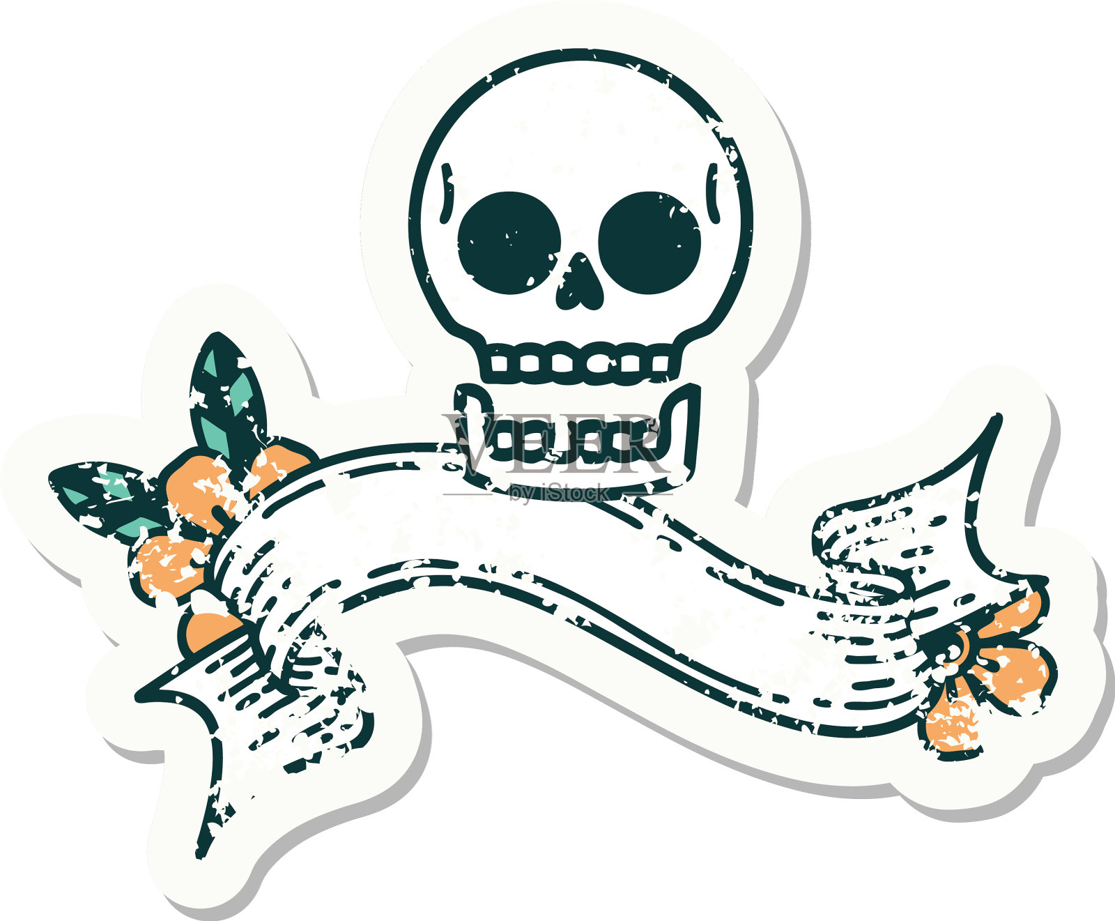贴纸，上面挂着骷髅旗设计元素图片