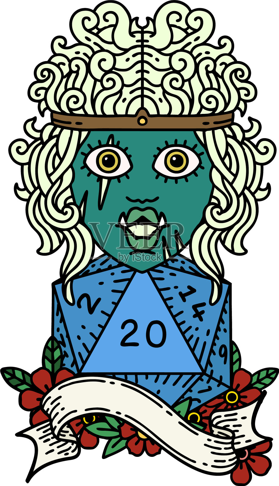 半兽人野蛮人，自然掷20个骰子设计元素图片