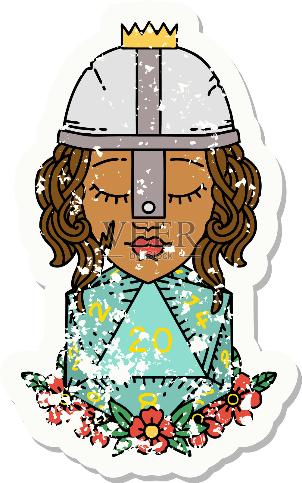 人类战士与自然20d20骰子滚动设计元素图片