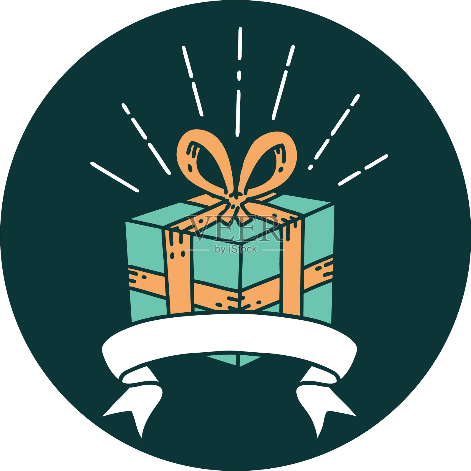 图标纹身风格的圣诞礼物插画图片素材