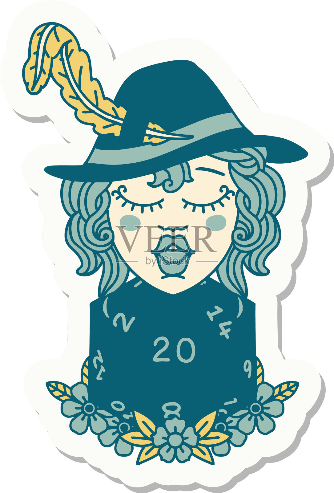 人类诗人与自然20骰子滚动贴纸设计元素图片