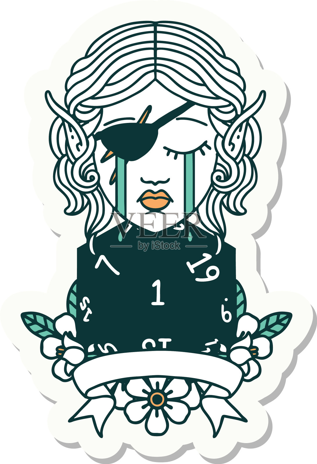 哭泣的精灵盗贼角色与自然一个d20设计元素图片