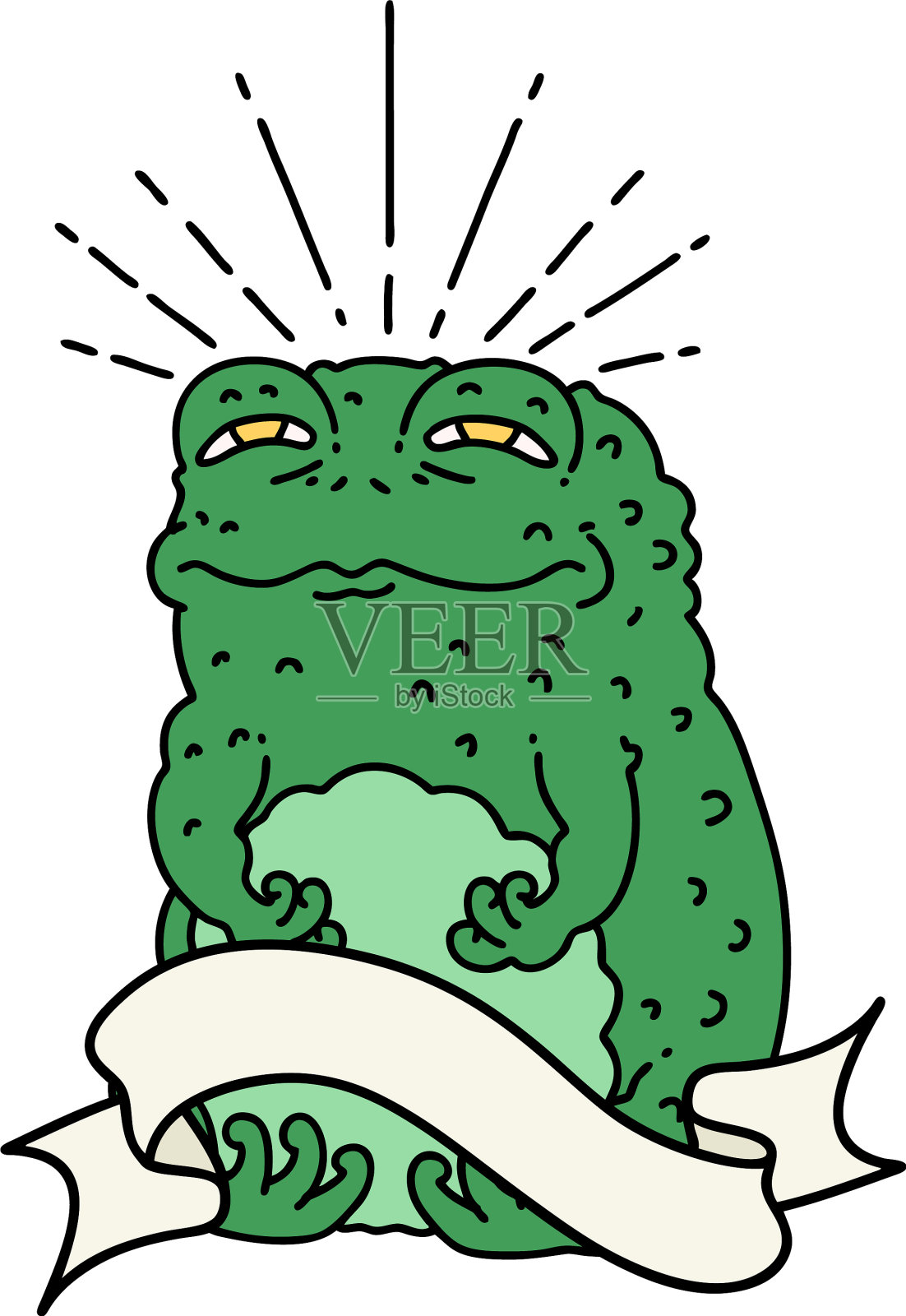 旗帜与纹身风格的蟾蜍角色设计元素图片