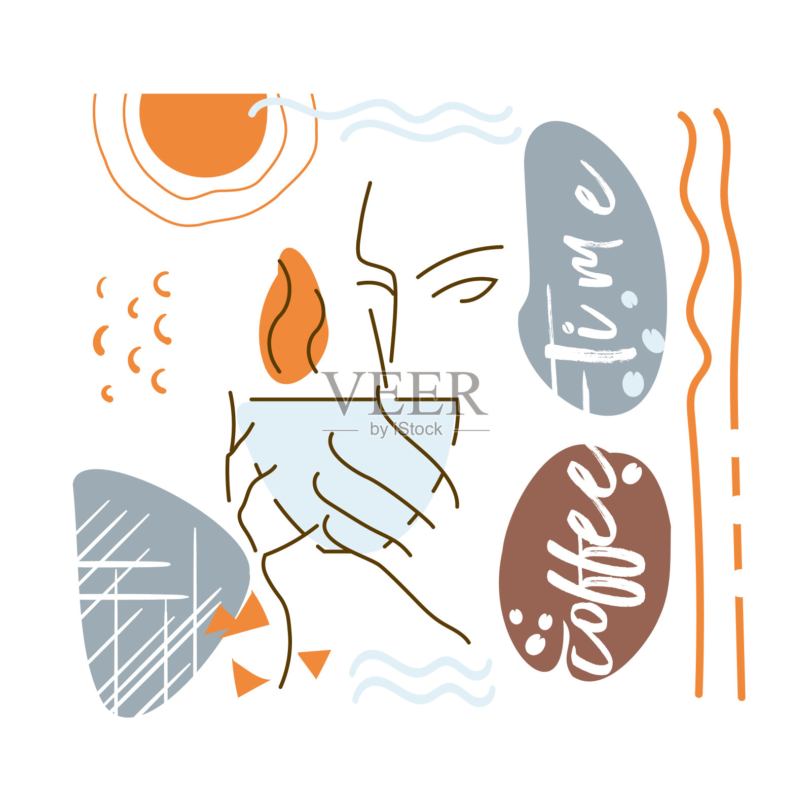 一杯咖啡的抽象插图插画图片素材