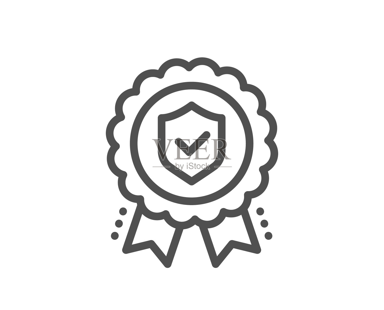 保险奖章，线条图标，认证的风险承保范围设计元素图片