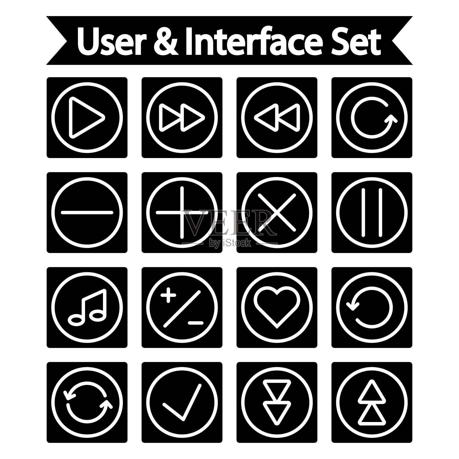 用户界面图标设置为黑色(矢量图)图标素材