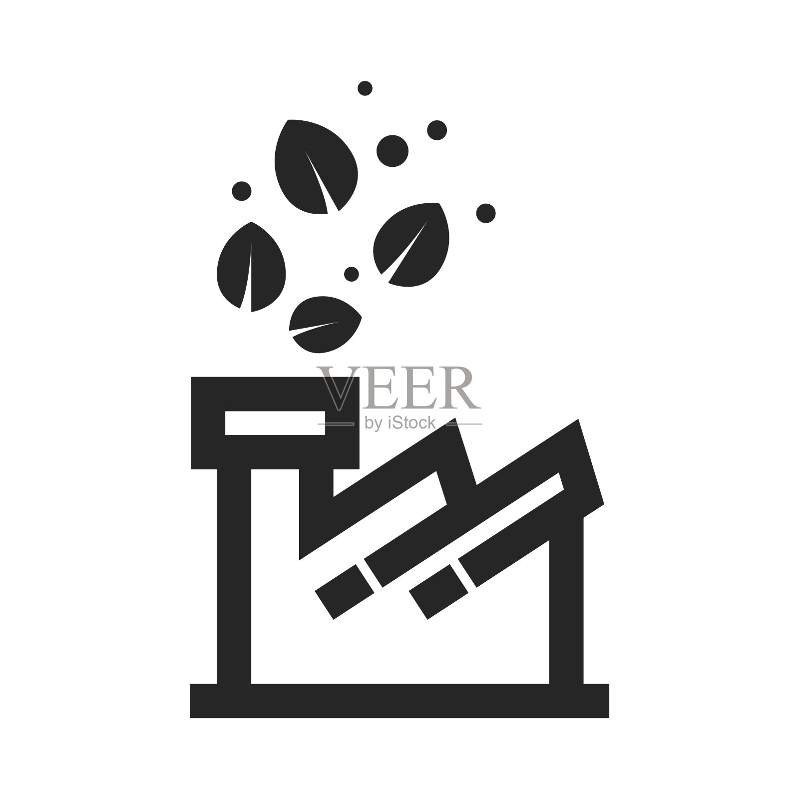 轮廓图标-绿色工厂插画图片素材