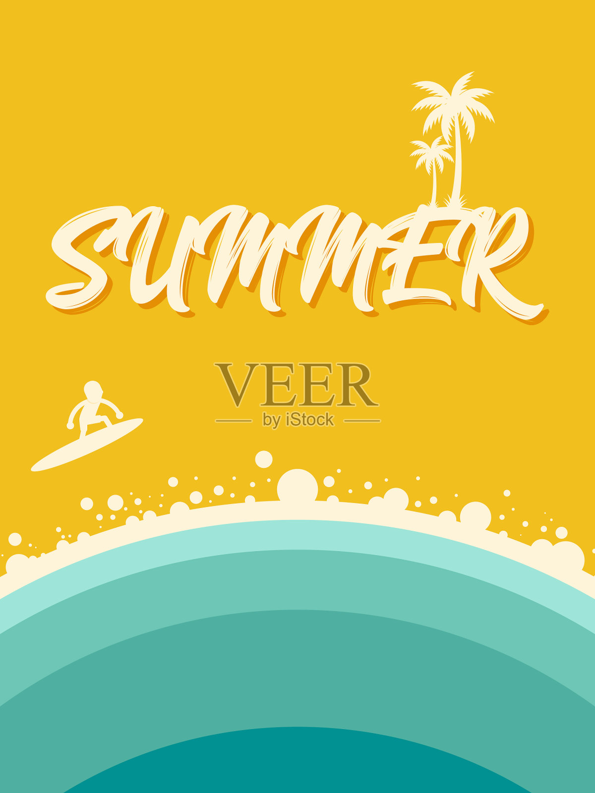 夏日海滩抽象复古复古海报插画图片素材