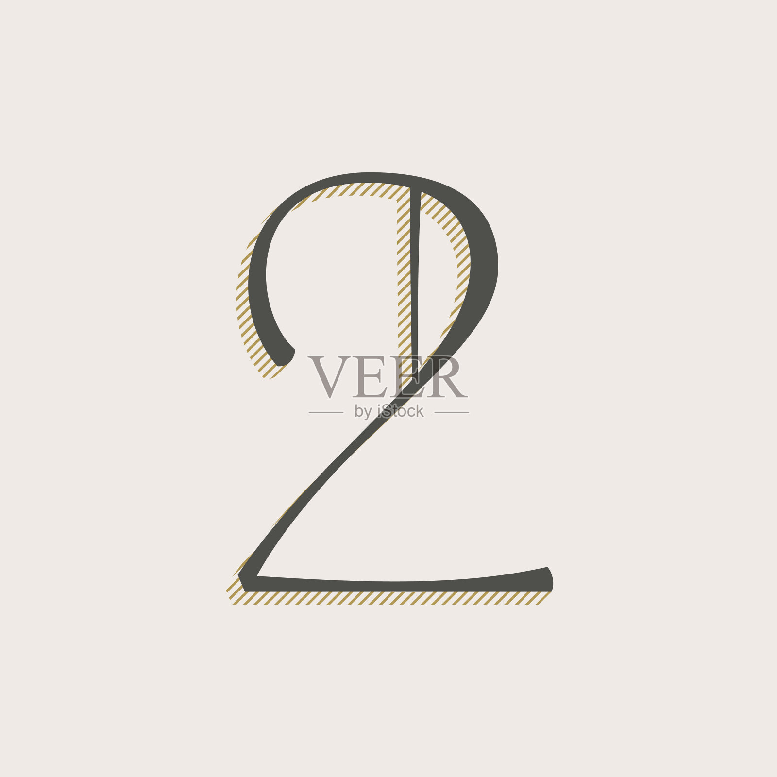 优雅的二号衬线字体。带有阴影线的经典细笔字母。插画图片素材