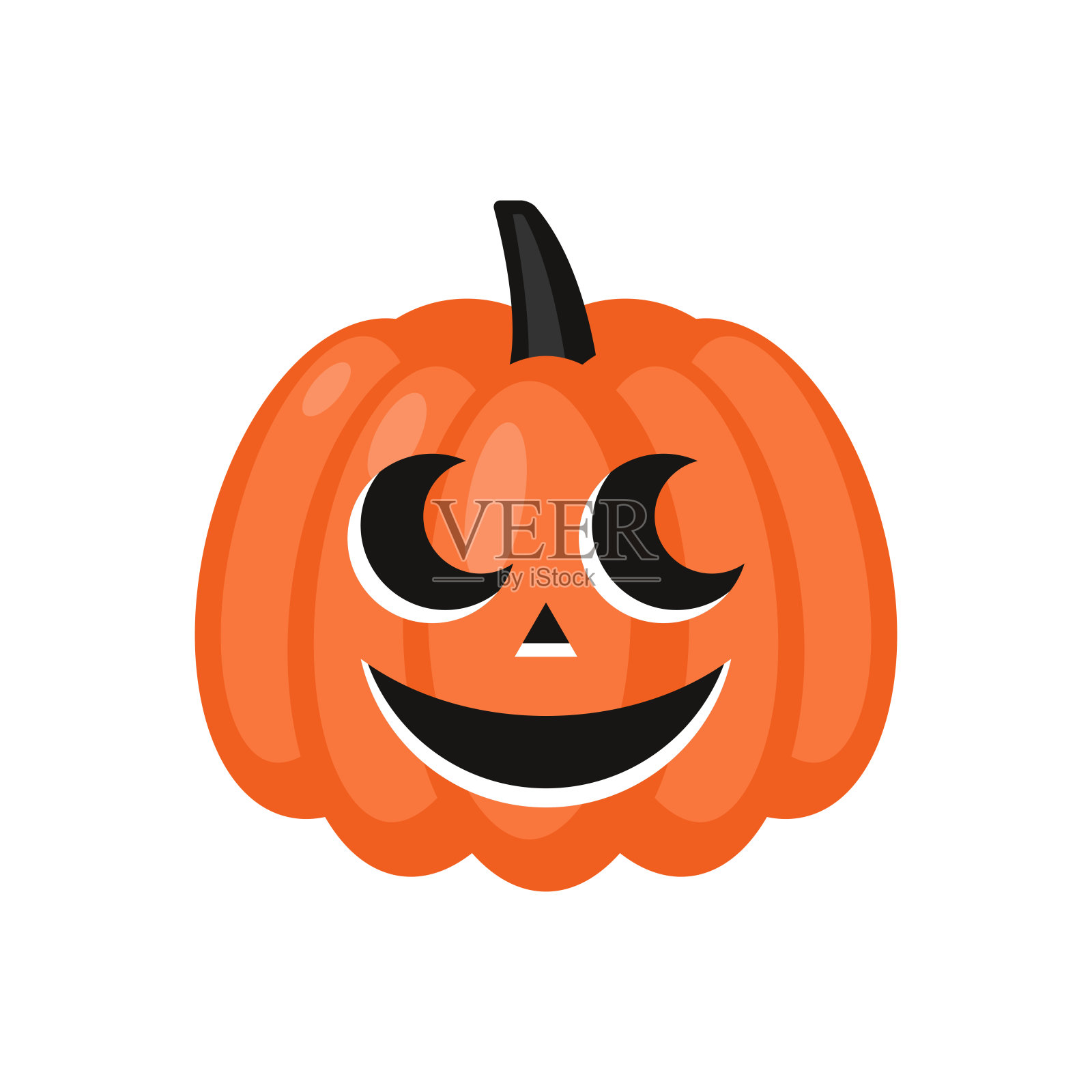 可爱的万圣节南瓜灯杰克人物。平面风格卡通插图设计元素图片