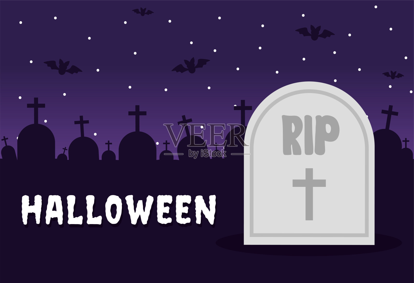 万圣节墓地矢量设计插画图片素材