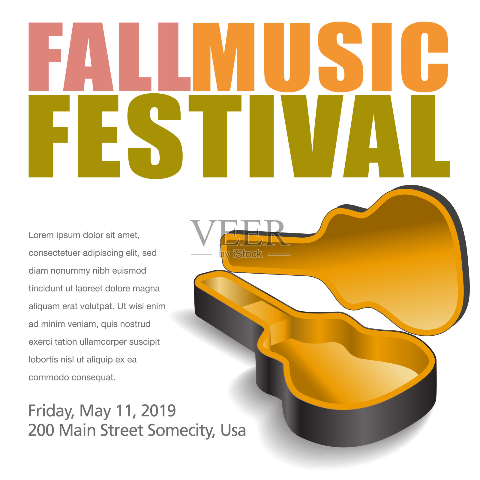 秋季音乐节海报插画图片素材