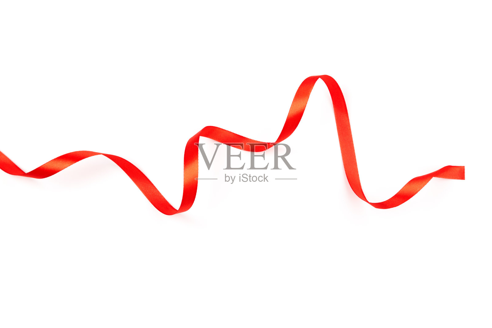 美丽的红色缎带卷曲孤立在白色背景照片摄影图片