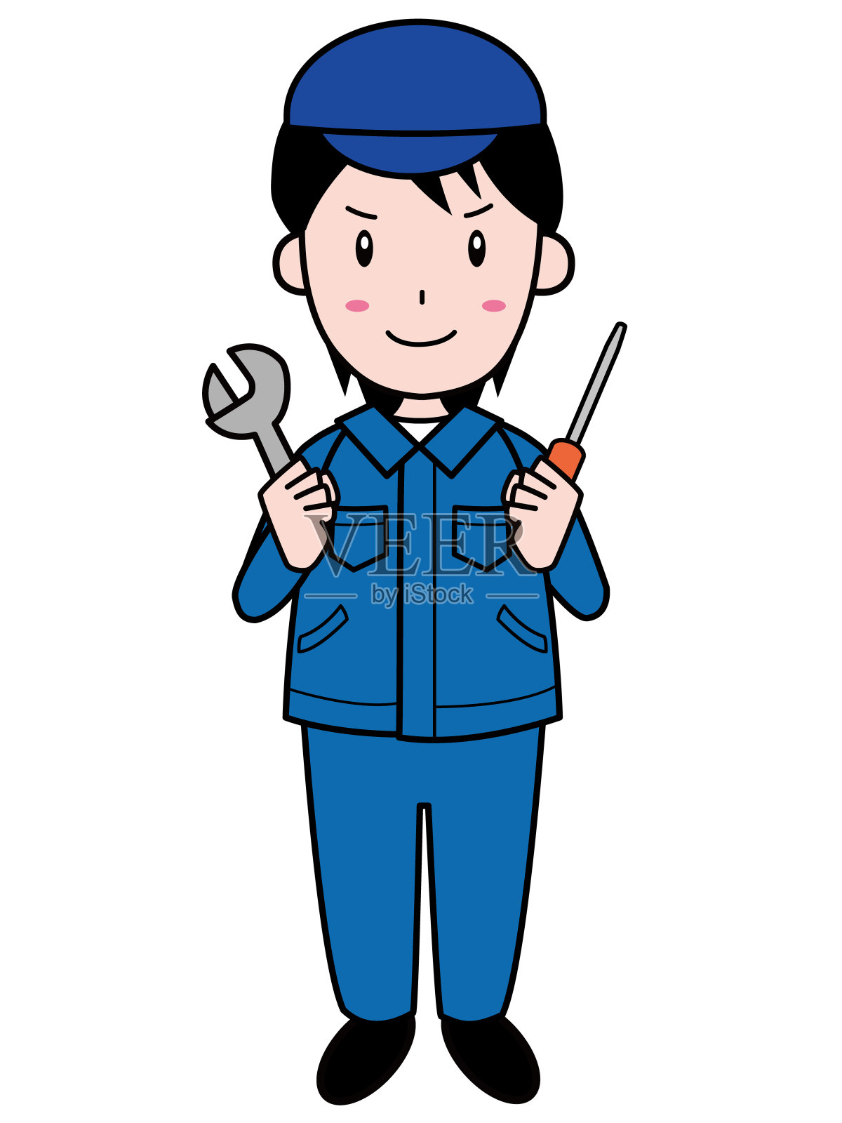 一名穿着工作服、用手杖向人敬礼的男性工作人员设计元素图片