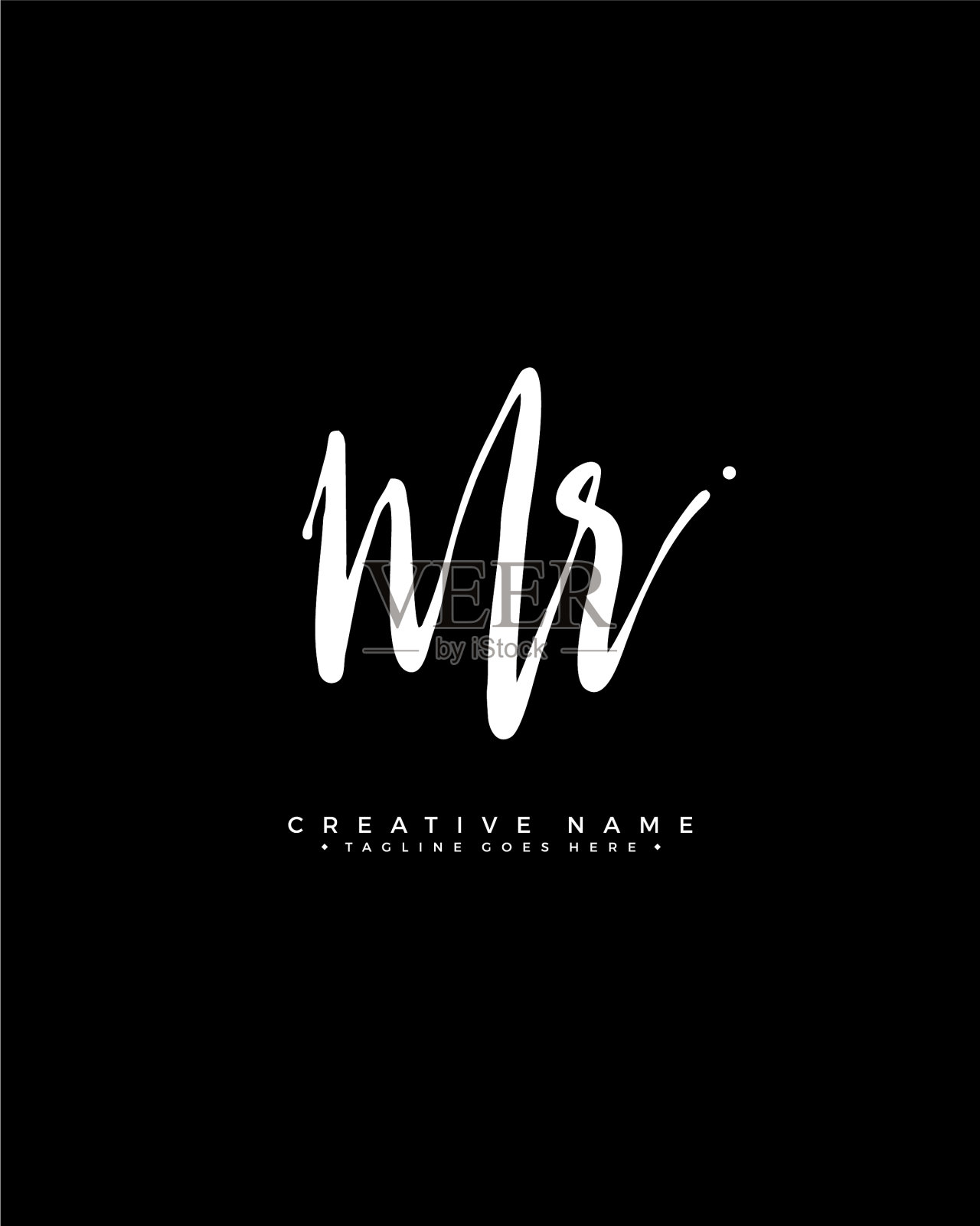 M r先生初始标志签名笔迹插画图片素材