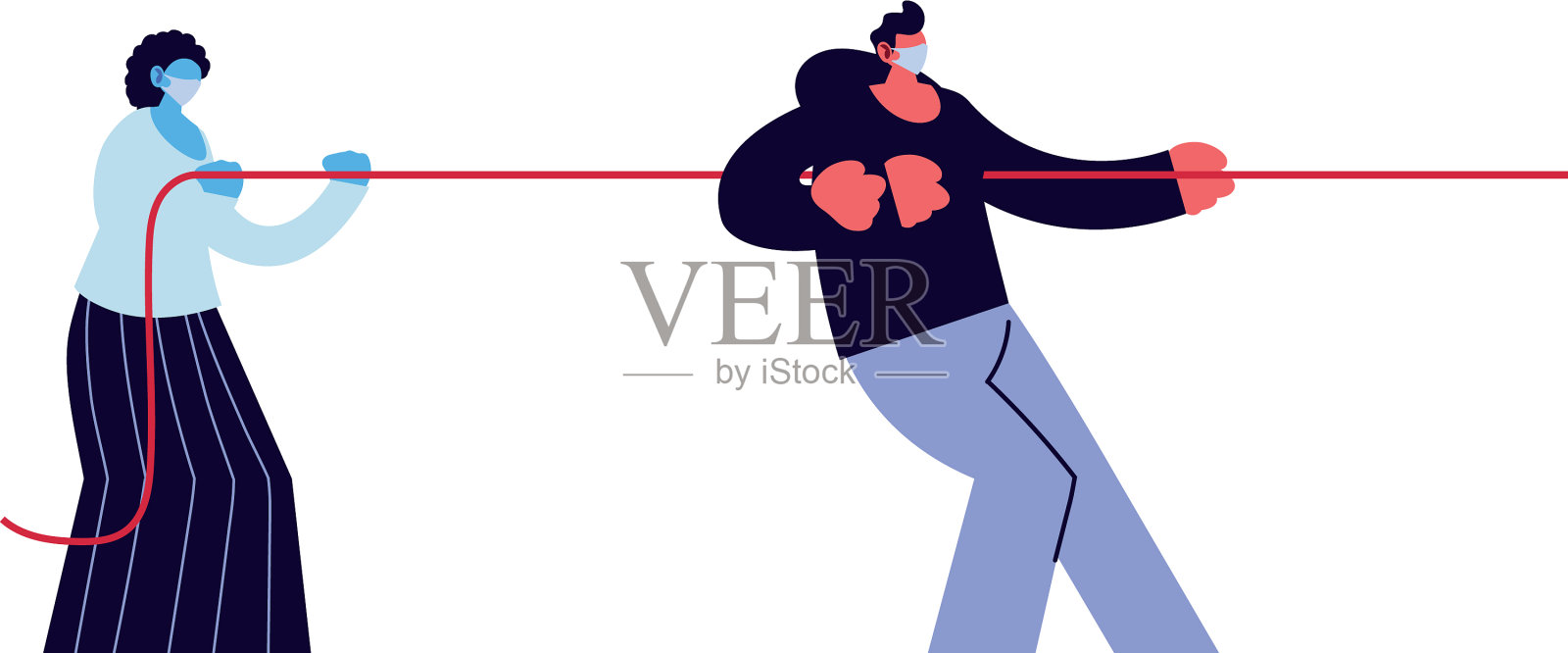 一对夫妇在应对冠状病毒增加方面做出了妥协设计元素图片