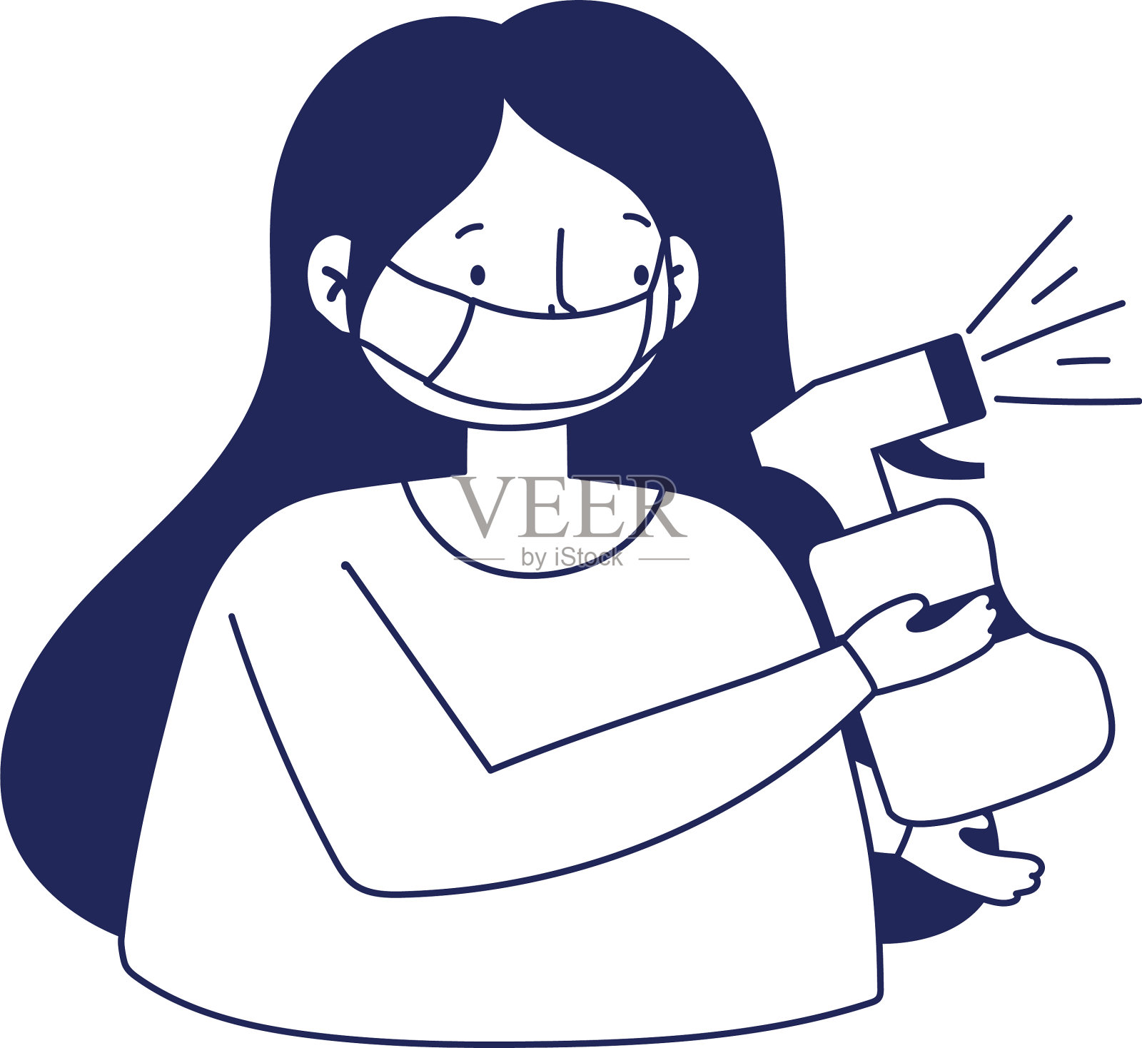 女人用口罩和喷瓶设计设计元素图片