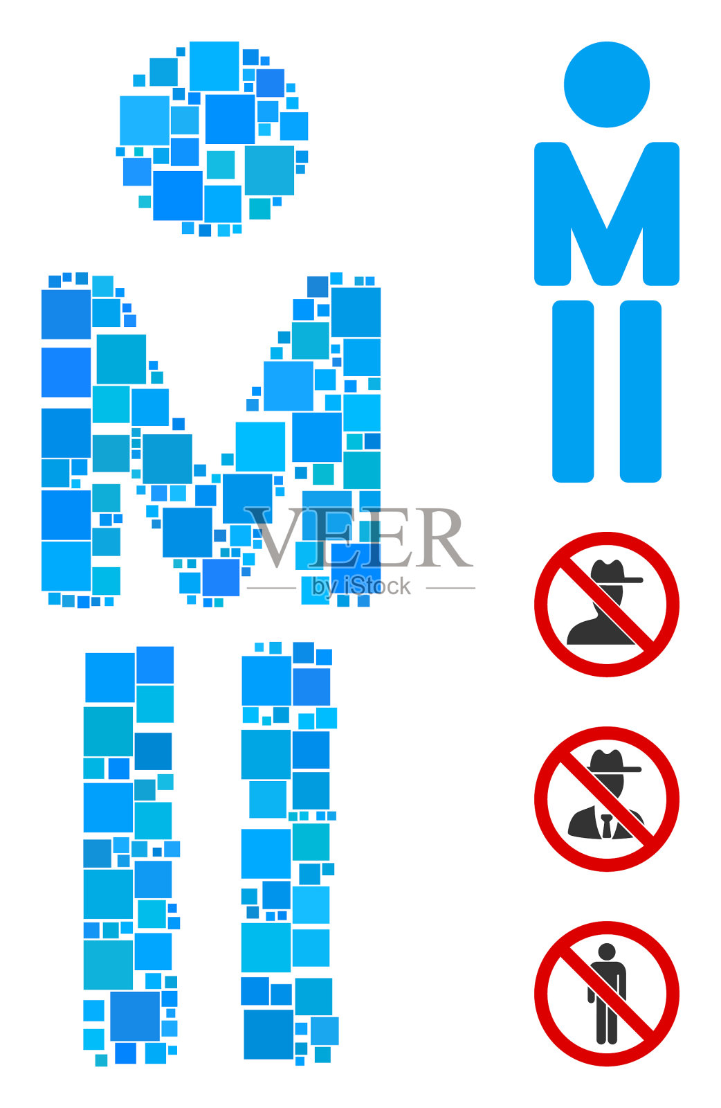 方形人图标拼贴插画图片素材