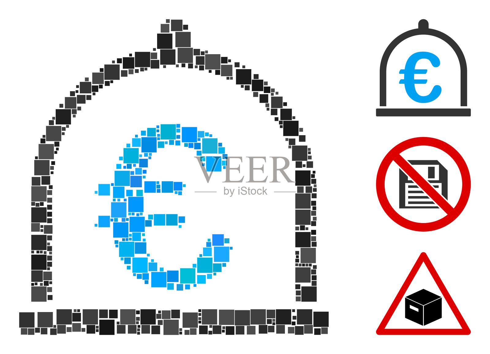 方形欧元存储图标马赛克图标素材