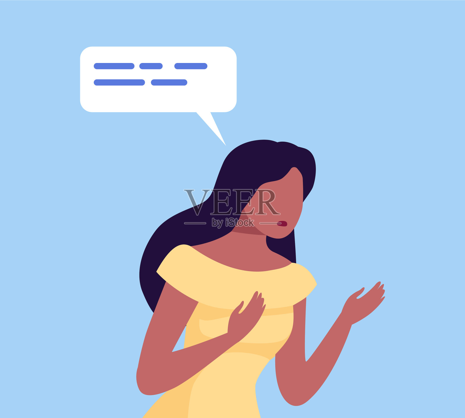 女人用言语泡社交交流插画图片素材