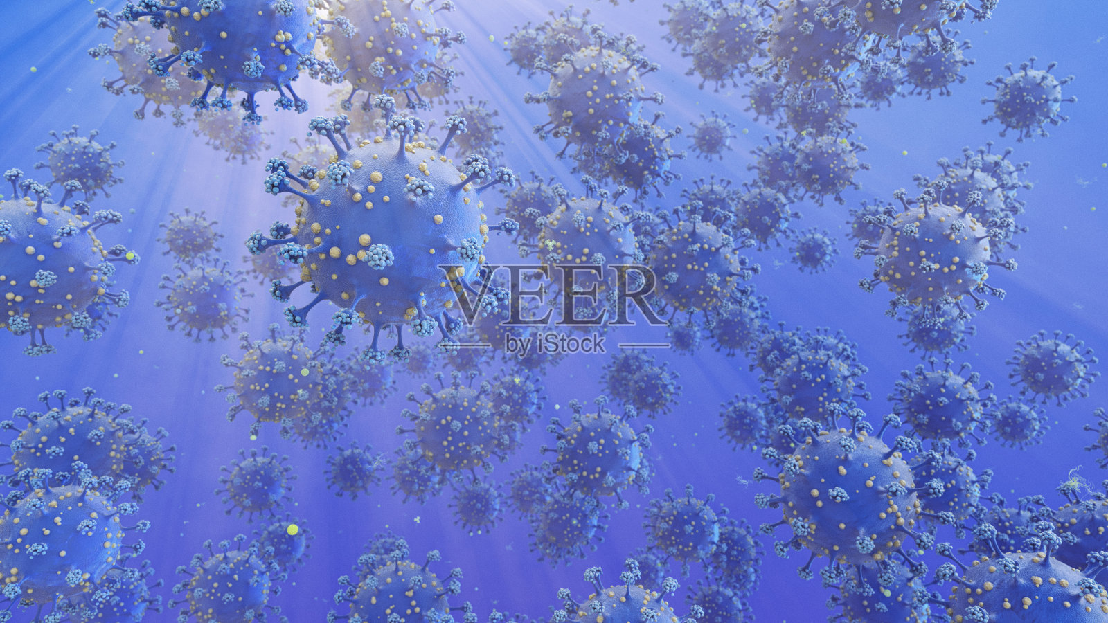冠状病毒的蓝色照片摄影图片
