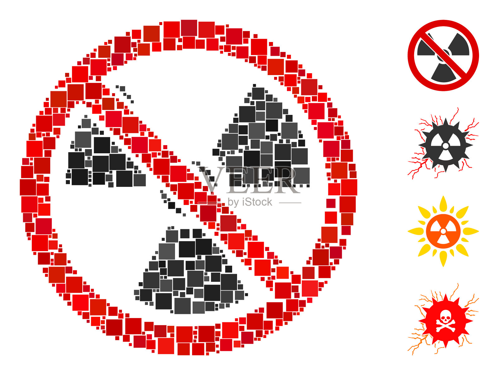 正方形无放射性图标拼贴插画图片素材