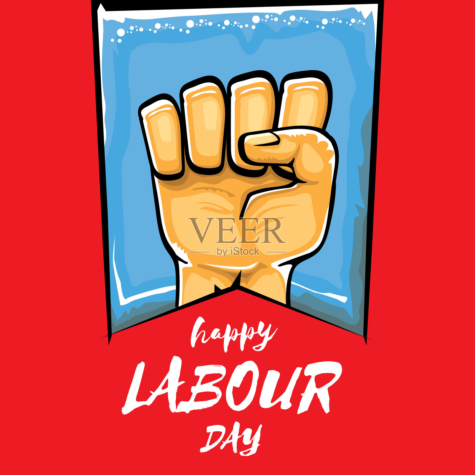 劳动节快乐标签与强烈的橙色插画图片素材