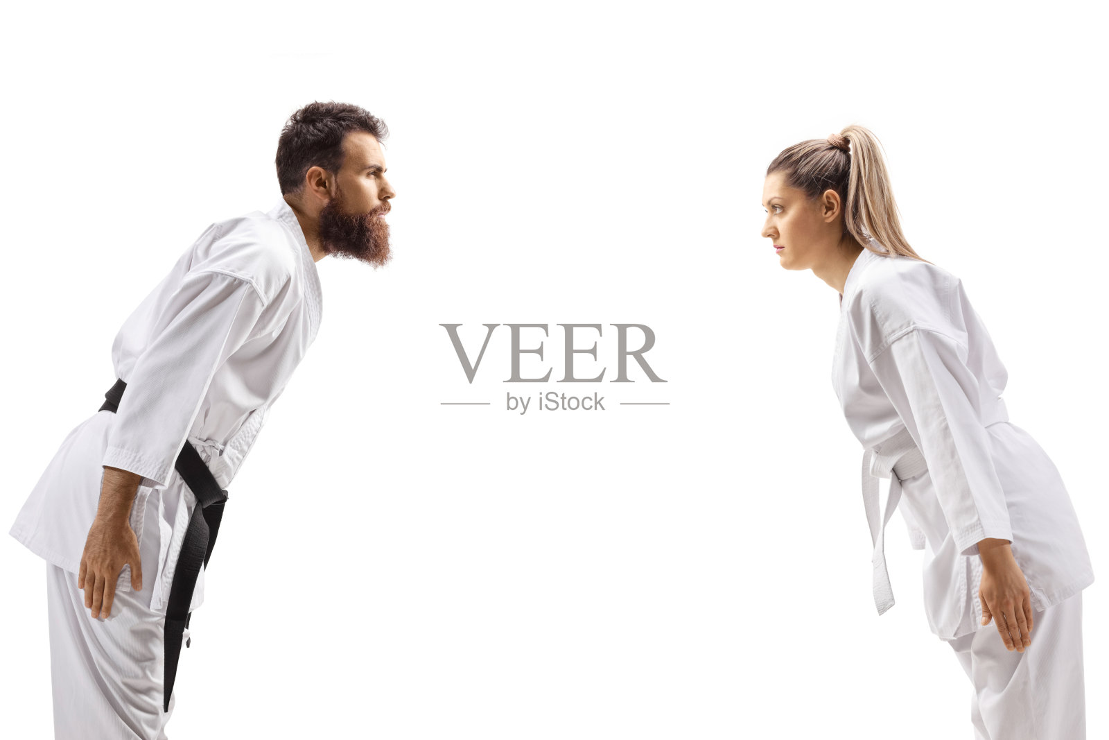 穿着和服的男人和女人鞠躬照片摄影图片