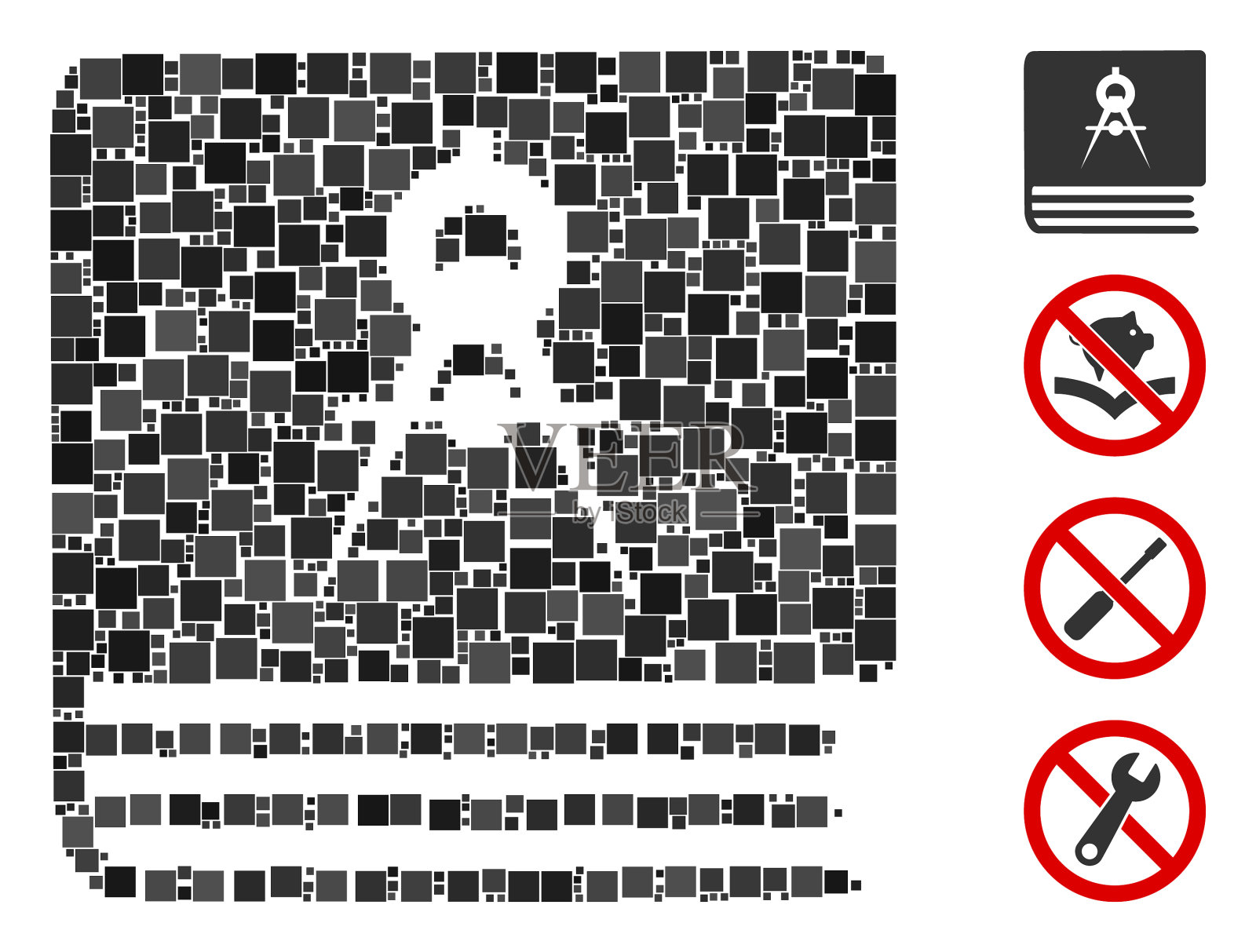 广场工程书图标拼贴插画图片素材