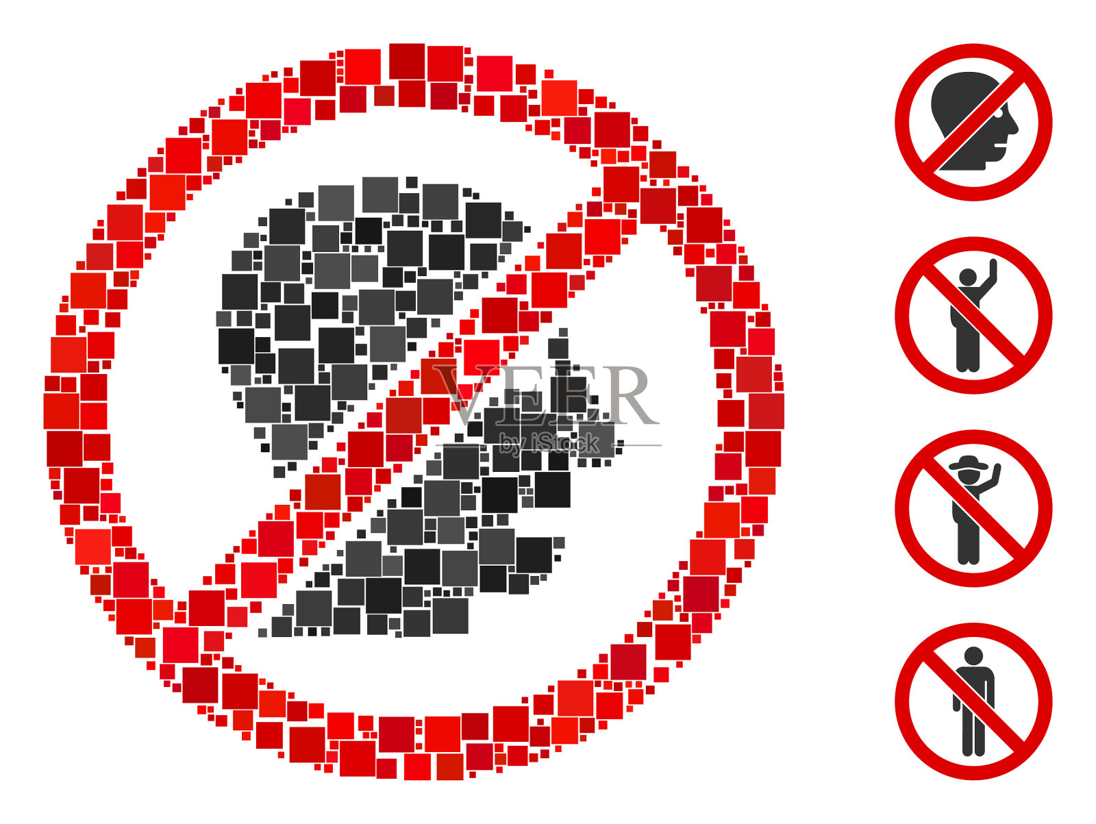 广场上没有愤怒的人的图标马赛克插画图片素材