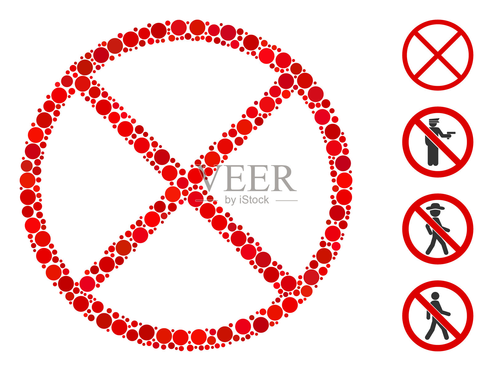 圆点限制图标马赛克插画图片素材