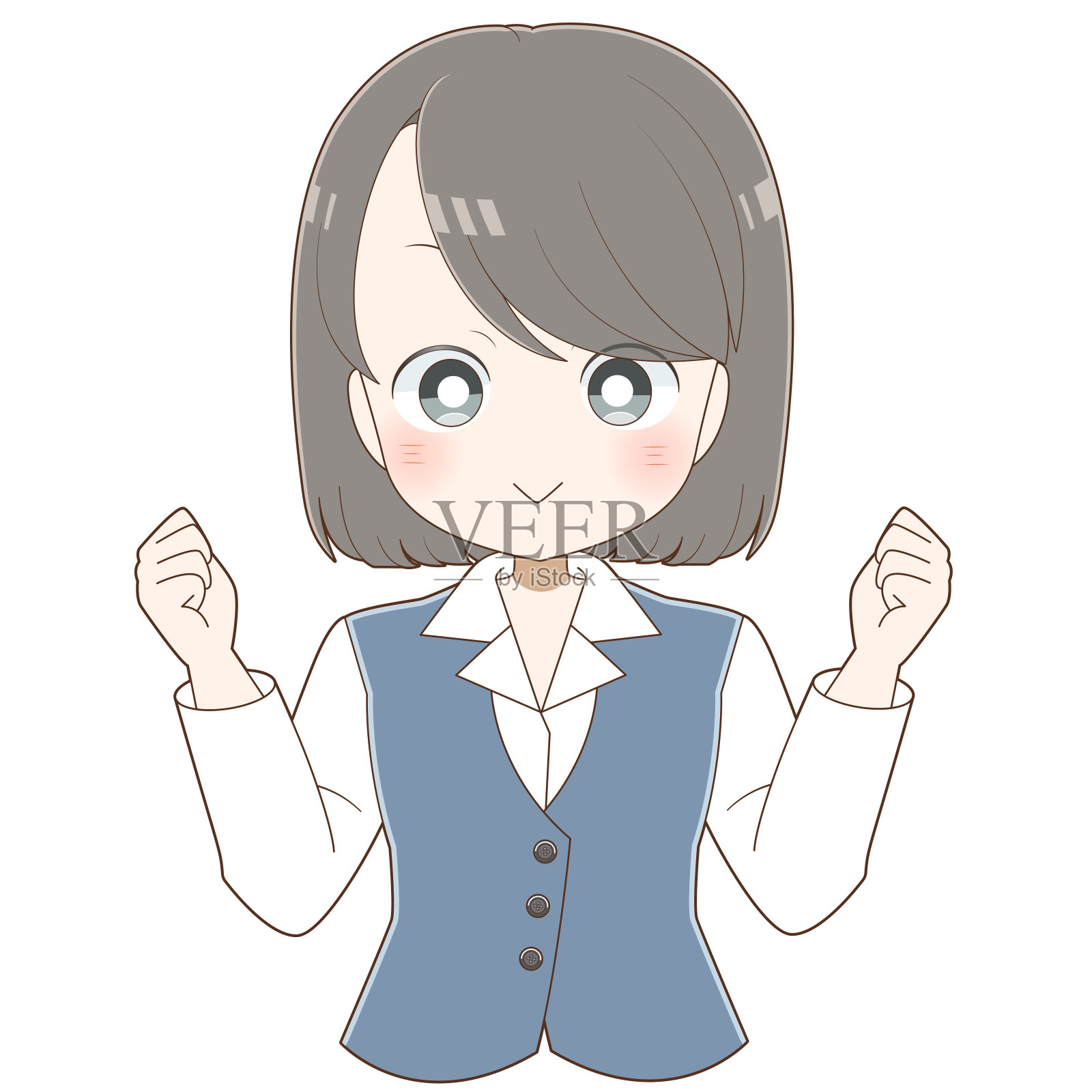 女员工双手紧握插画图片素材