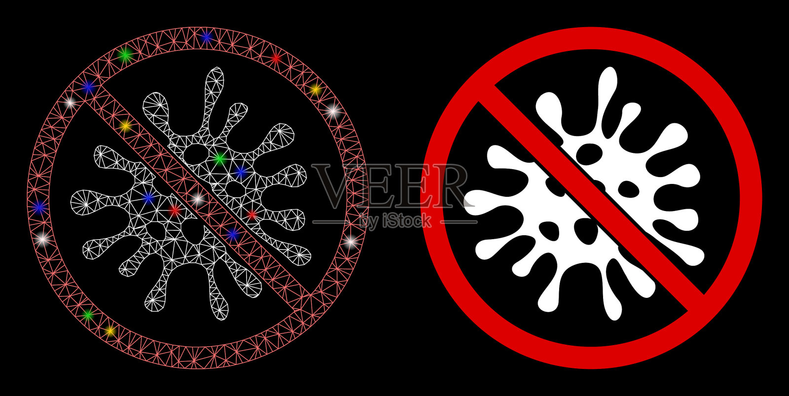发光网状网络阻止病毒感染插画图片素材