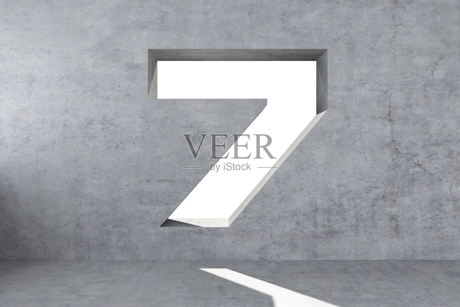 7号是刻在混凝土墙上的照片摄影图片