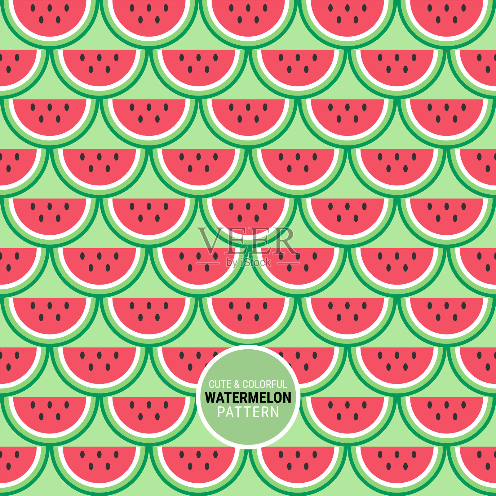 可爱多彩的西瓜图案插画图片素材