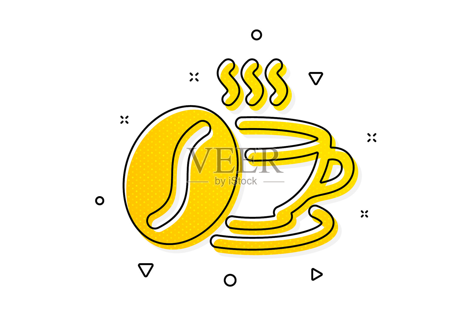 咖啡杯与豆图标热卡布奇诺标志插画图片素材